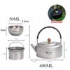 Pure Titanium Tea Kettle Outdoor Boiling Kettle Camping Portable Double Layer Tea Set with Storage Bag