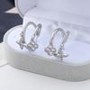 Temperament light luxury copper inlaid zircon four-leaf clover stud earrings exquisite high-end flower petal earrings