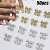 50Pcs 3D Luxury Shiny Metal Bow Nail Charms 10.5*11mm Alloy Gold Silver Ribbon Bowknots Nail Art Jewelry Cute Nail Art Accessor