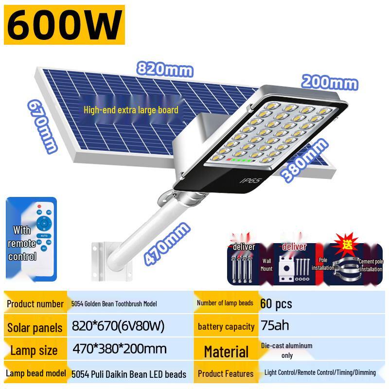 UOSU 600W Solar Courtyard & Street Light with Remote