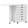 Mobile Filing Cabinet with Desk MOSS White Solid Pine Wood
