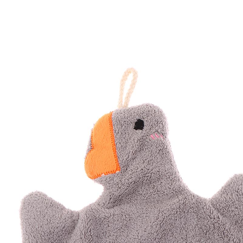Kitchen Cleaning Cloths Cute Duck Soft Hand Towel Cartoon Absorbent Hanging Coral Fleece Wipe Clean Cloth Kids Hand Towels