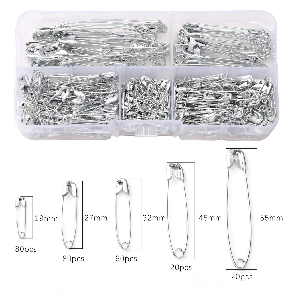 260 stk Eskepakket Jernnål Rustfritt Stål Sikkerhetsnåler DIY Rustsikker Spennepinne Metall Brosje Merke