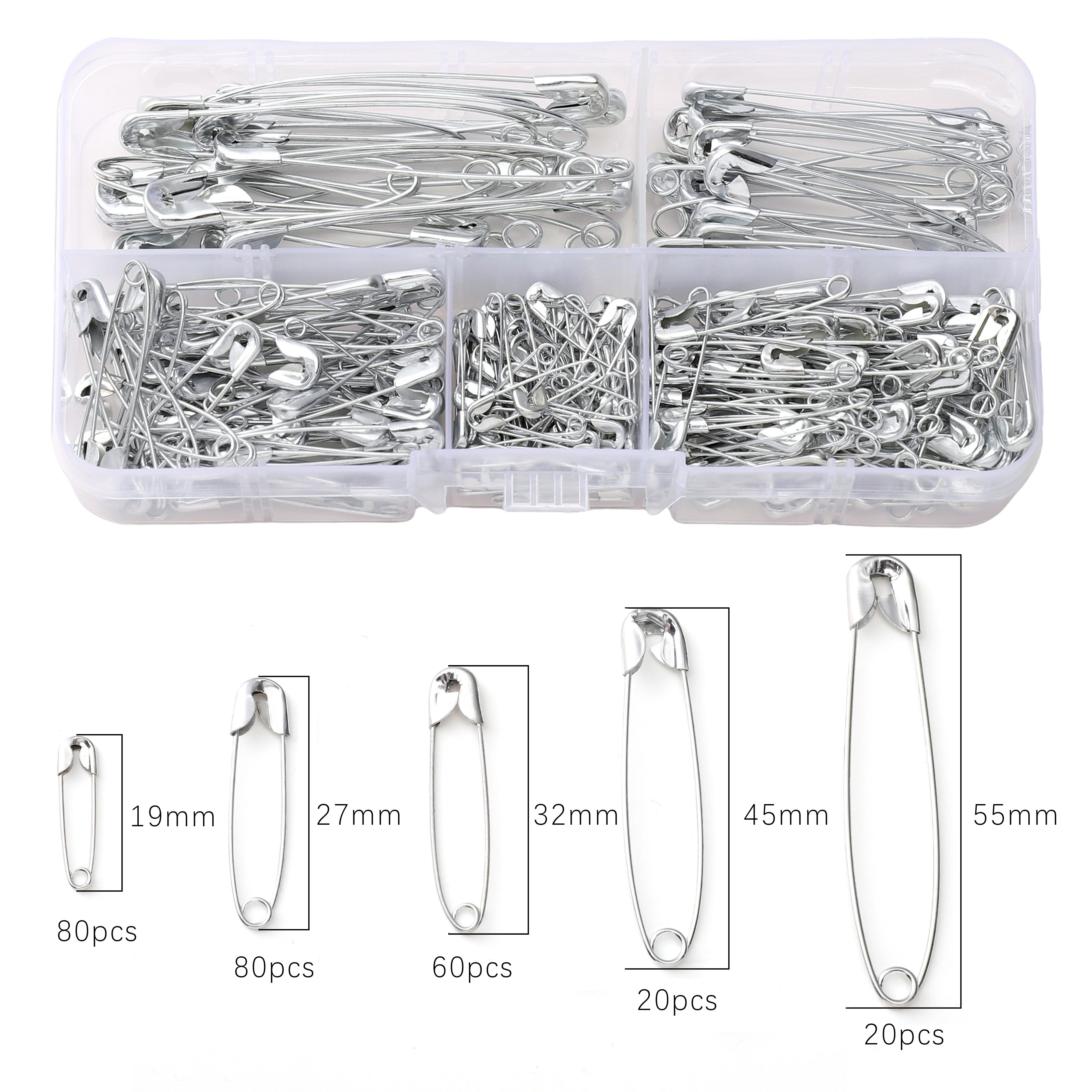 

260 шт. в коробке Железные булавки из нержавеющей стали Безопасные булавки Сделай сам Устойчивые к ржавчине Булавки-застежки Металлические броши Значки