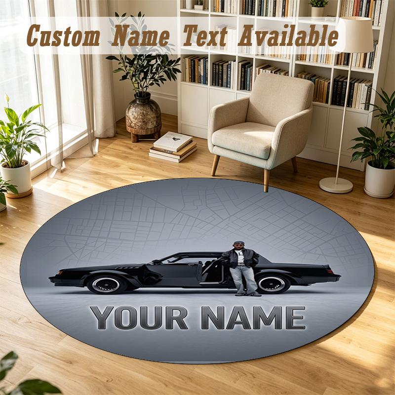 Round Rug Custom NameKendrick Lamar Pattern Non Slip Carpet Home Floor Decor