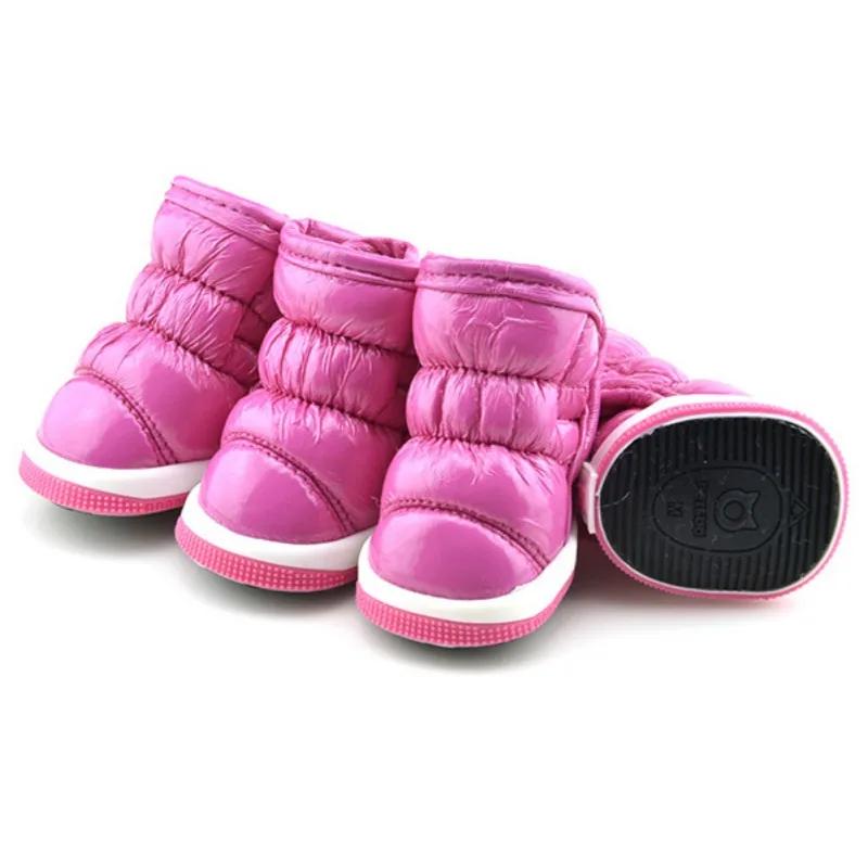 4Pcs/Set Warm Dog Snow Boots Waterproof Anti-Slip Dog Shoes Small Dogs Puppy Cat Winter Fleece Boots Slip-resistant Pet Shoes