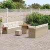 Ensemble de 11 pièces de canapé de jardin avec coussins Beige Poly Rattan Acacia, Ensemble 3 pièces de salle à manger 3365096