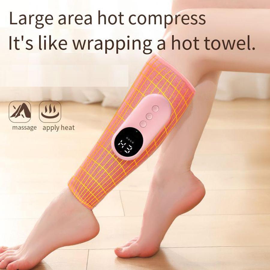 Wireless Smart Leg Massager TypeC Charging 360° Air Pressure Calf Hot Compress Massager 3 Mode Adjustable Relax Foot Calf Muscle with Digital Display