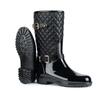 European Water Shoes Plus Cotton Women's Plaid Fashion Hunter Rain Boots Hemming Accessories Thermal Medium Tube Rain Shoes