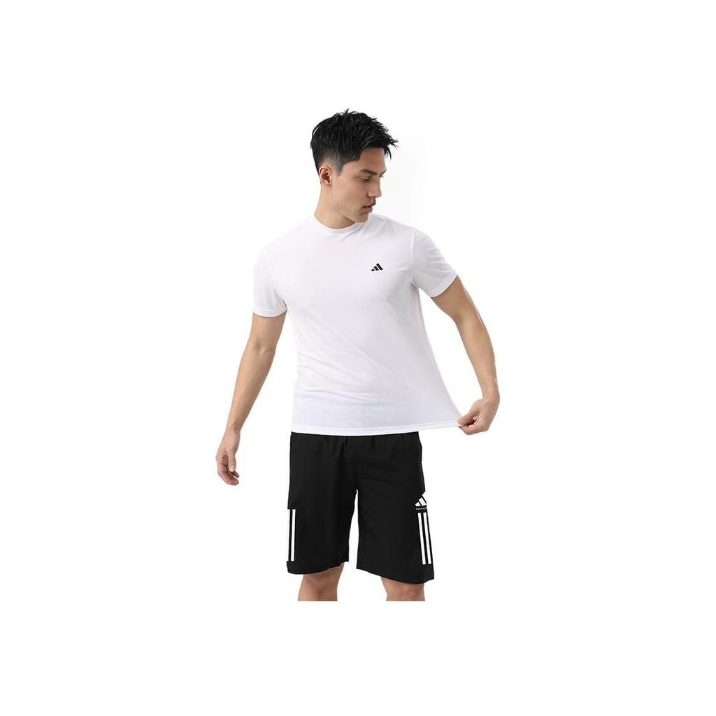 adidas Hızlı Kuruyan Nefes Alabilir Düz Renk Bol Kısa Kollu Şort Seti Günlük Spor Takımı Erkek setleri KC3740+S21ATMSH1T-BW