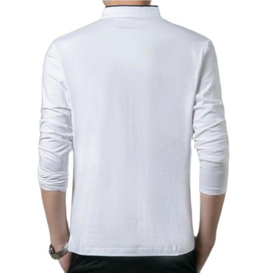 Camiseta de manga larga para hombre, blusa básica lisa, informal, de algodón, para primavera, 2024
