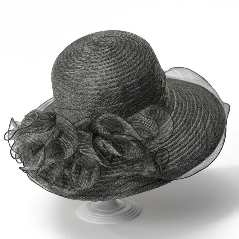 

Hat women s organza lace sun protection folding cool hat summer travel casual versatile beach UV protection M（56-58cm） темно-сірий