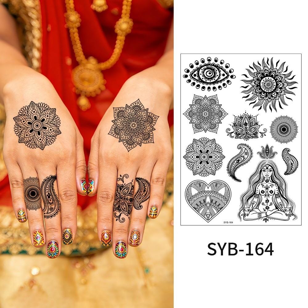 Adesivos de Transferência de Água Tatuagem Temporária de Henna Índia Mehndi Flor Arte Corporal Adesivo Mulher/Senhora/Menina