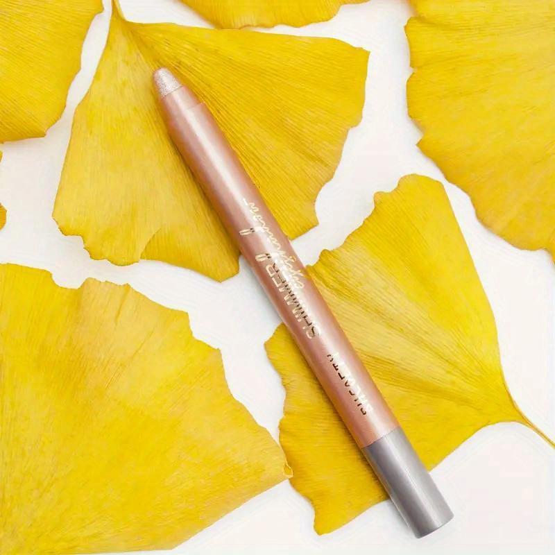 Caneta iluminadora de diamante perolado rosado com apontador de lápis, caneta delineadora de sombra brilhante, caneta delineadora com brilho suave