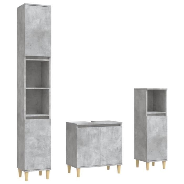 VidaXL Ensemble de meubles de salle de bain 3 pcs gris béton 3185585