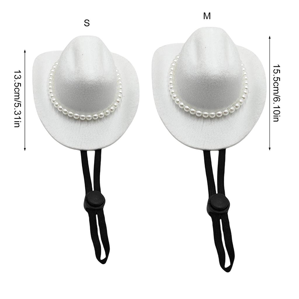 Halloween Haustierkostüm Hut für Hunde Katzen Eleganter Cowboyhut Kopfbedeckung Haustier Geburtstagszubehör Hundehut mit Perlenkette