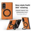 Luxury Business 360 Rotating Magnetic Stand Leather Case for Samsung Z Fold 8 Wide Shockproof for Magsafe Skin Feel Slim Cover