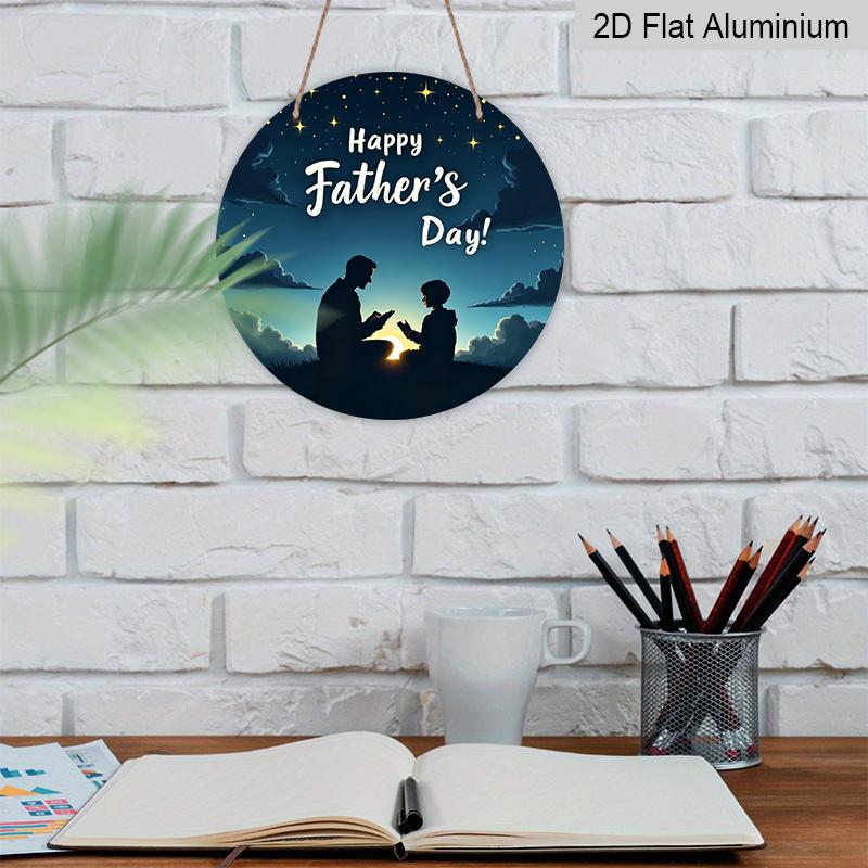 2D Flat, 1pc Father's Day Wall Sign - Aluminum Modern Decorative Art with "Happy Father's Day" Text, Waterproof & Durable, No Power Needed, Easy
