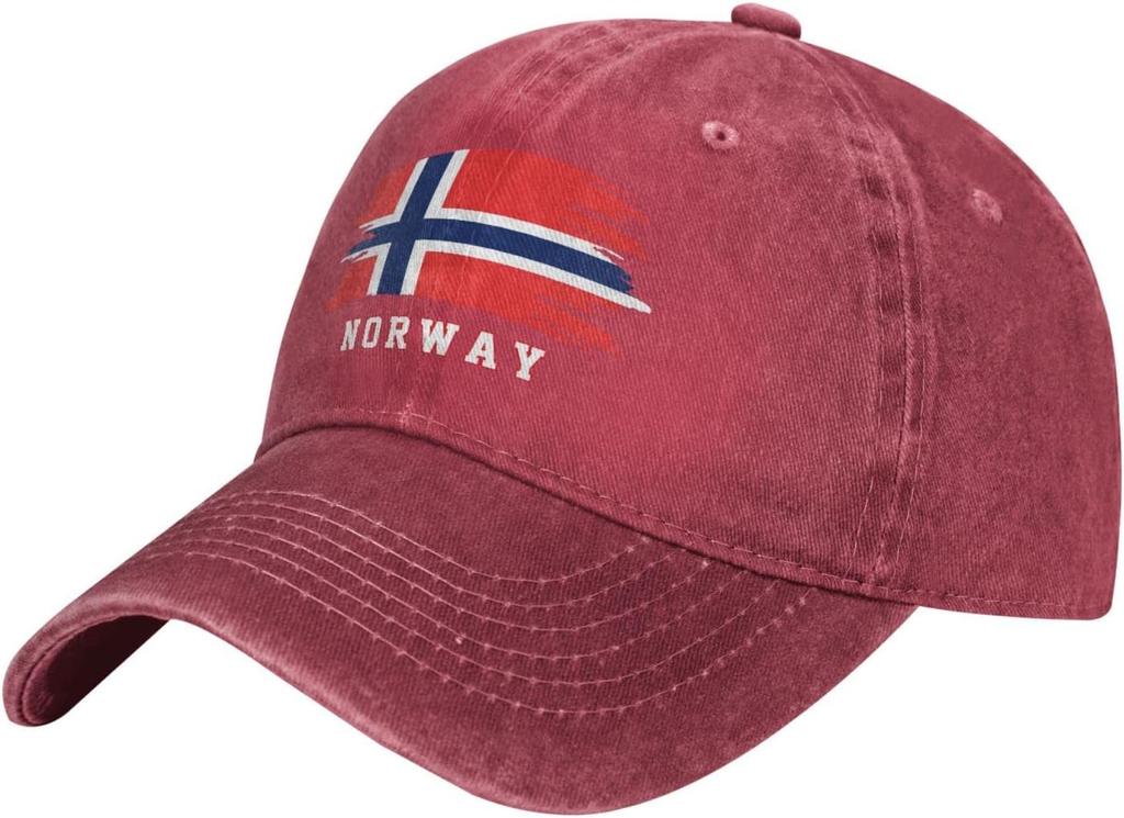 Bandiera Norvegese Cappellino da Baseball Norreno Cotone Denim Uomo Regolabile Cappellini Patriottici