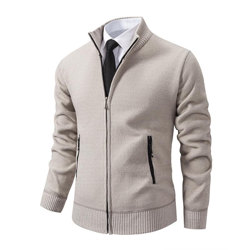 Men's Autumn and Winter Thickened Thermal Stand-up Neck Knitted Sweater Jacket
