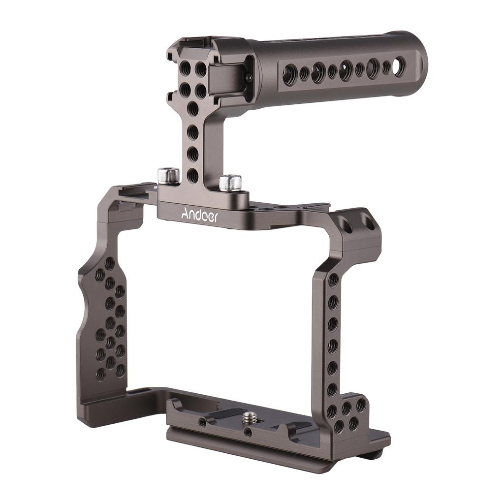 Andoer Kamerakäfig-Set aus Aluminiumlegierung mit Video-Rig, oberer Griff, Ersatz für Sony A7R III/