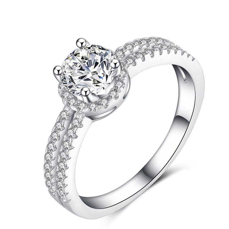 925 Sterling Silver Wedding Ring For Women White AAA Cubic Zirconia Lady Anniversary Gift Jewelry