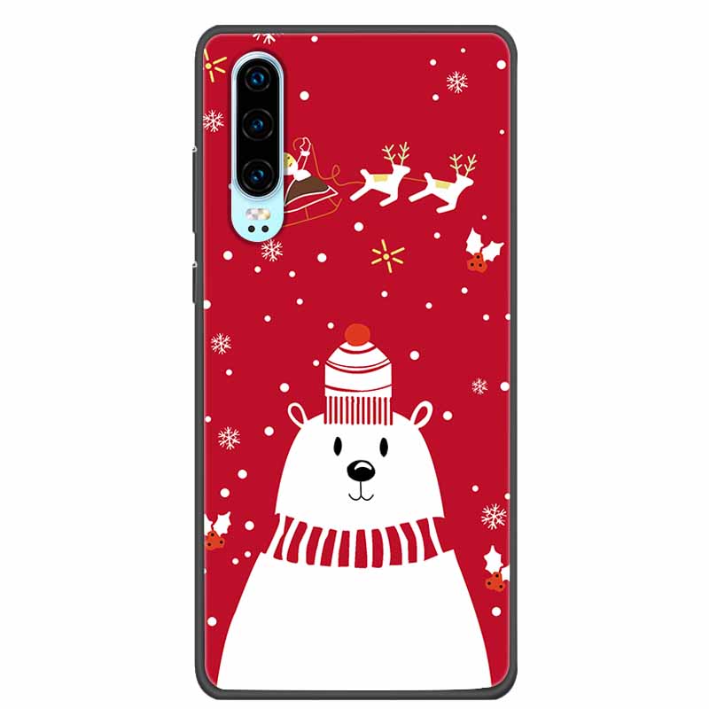 Christmas Phone Cases For Huawei P30 Pro P30 lite Case Black Silicone TPU Soft Cover For Huawei P30 Pro Santa Claus Bumper Funda