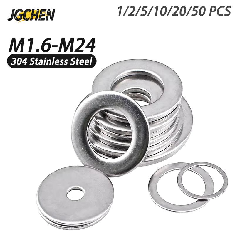 304 Stainless Steel M1.6 M2 M3 M5 M6 M8~ M24 Gasket Ultra-thin Metal Screw Flat Washer Standard Increase Thickened Meson Washer