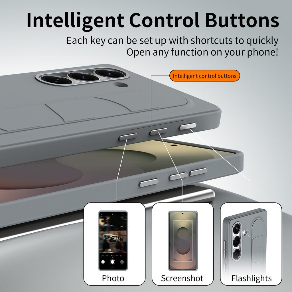For Samsung Galaxy S24+ Case Customizable Smart Key Control Wristband Kickstand PC + Silicone Phone Cover