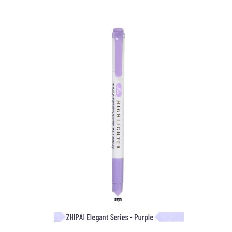 Zhi 618 Student Dual-Tip Fluorescent Pen - Gray, Soft Light & Dark Retro Colors for Highlighting & Marking