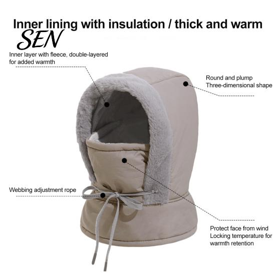 Thickened Winter Headwear Unisex Windproof Balaclava, Ski Mask Neck Warmer, Face Full Coverage Headgear Fleece Lined Hat for Men Women Skiing Cycling