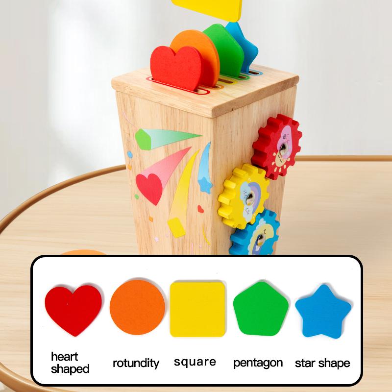 5-in-1 Wooden Multifunctional Color Sorting Box Early Childhood Color Recognition Fine Motor Skills andCognitive Educational Toy
