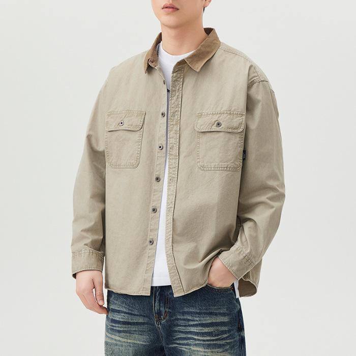 Japanese Pure Cotton Shirt Jacket Men's Loose Casual American Spring New Style Shirt