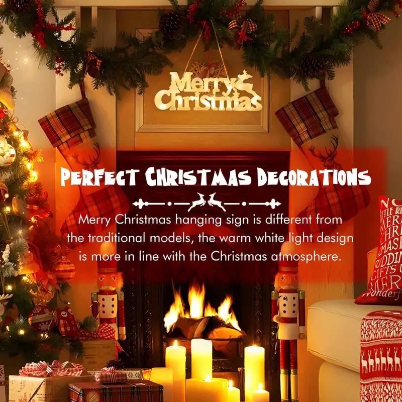 LED 3D Merry Christmas Letter Marquee Light Standing Tabletop Sign Festive Holiday Party Home Decoration Ornament Decor