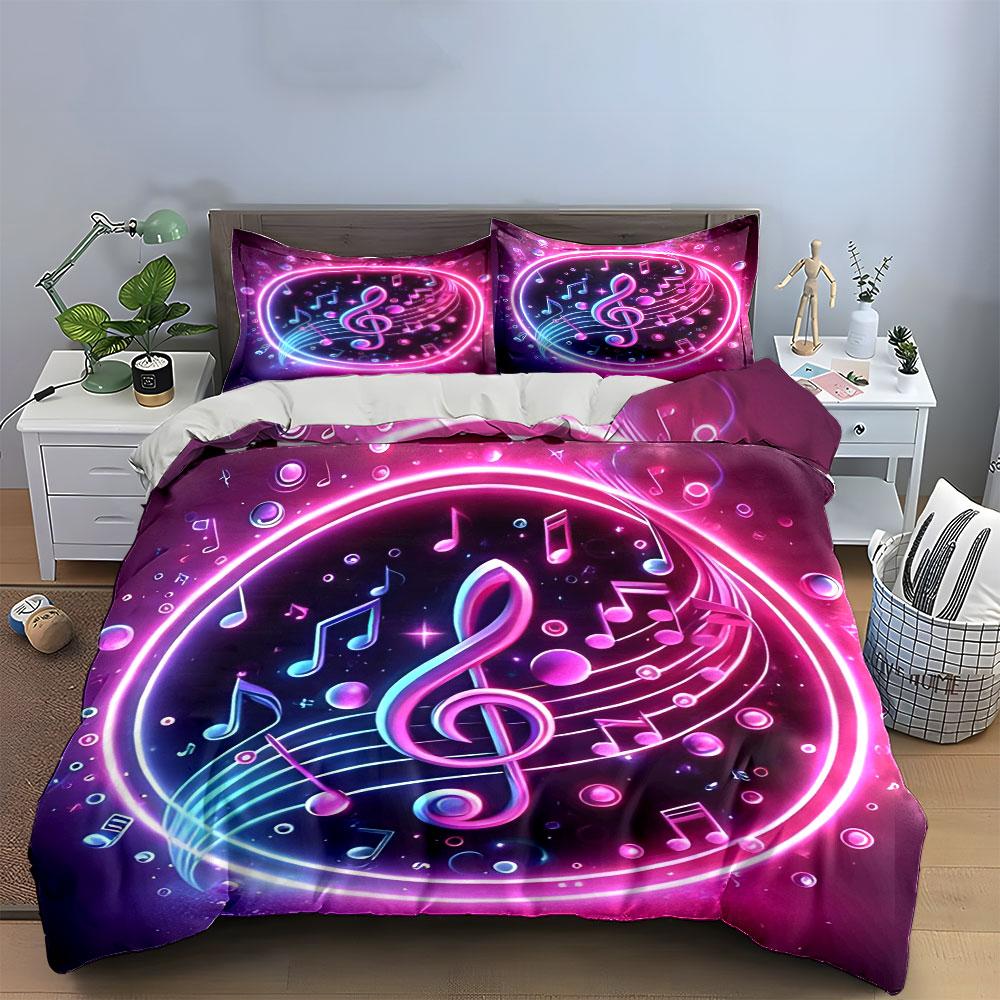 Music-Themed Decorative Set for Events Soft Skin-Friendly Bedding Set Includes 1 Duvet Cover And 2 Pillowcase Gift