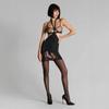 Womens Sexy Sheer Mesh Halter Bodysuit Lingerie See Through Cutout Intimate Apparel