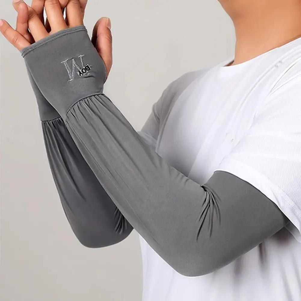 Men Long Half Finger Gloves Arm Sleeves Sun UV Protection Ice Cool Arm Cover For Cycling Fishing Climbing Sport