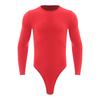 Press Button Bodysuit for Men Easy Wear One Piece Leotard Long Sleeve Round Neck Casual Outfit L-XL