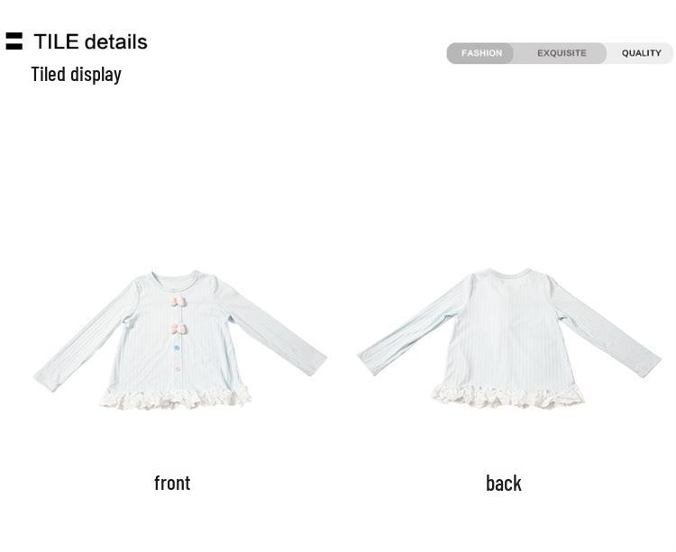 Girls' Autumn 2025 Lace Trim Long Sleeve T-Shirt with Bow