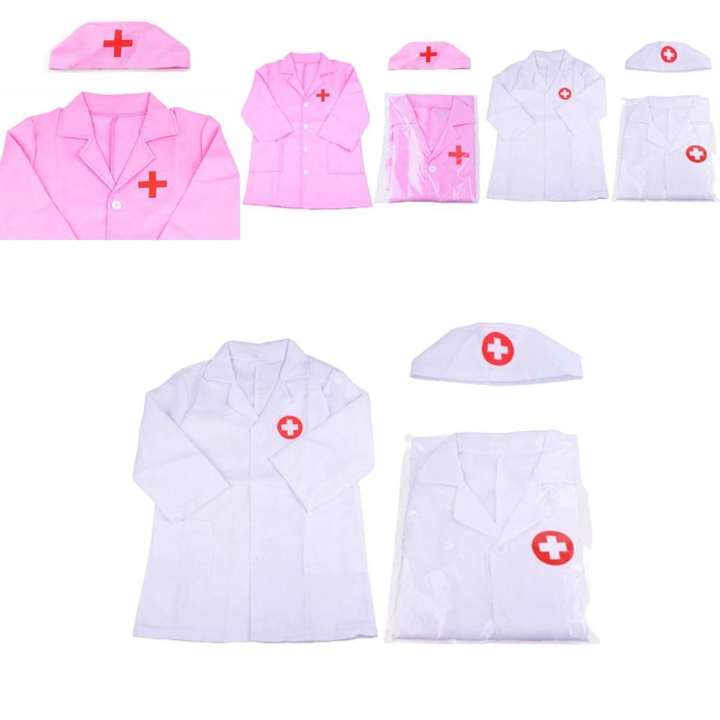 Authentic Halloween Kids Doctor Nurse Cosplay Costume Uniform Set- Soft Comfortable Bright Colors Perfect For Role Play Carnival Party