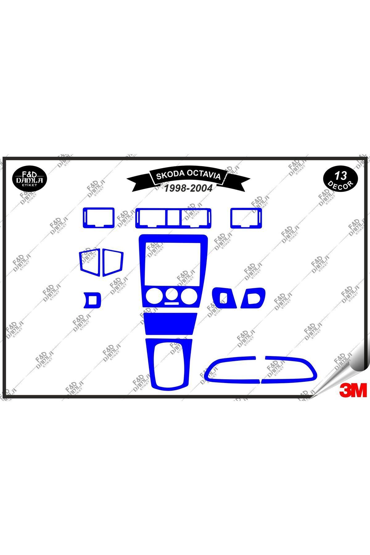 

Skoda Octavia 1998-2004 Torpido Konsol Trim Göğüs Maun Kaplama Set 13 Parça Mavi