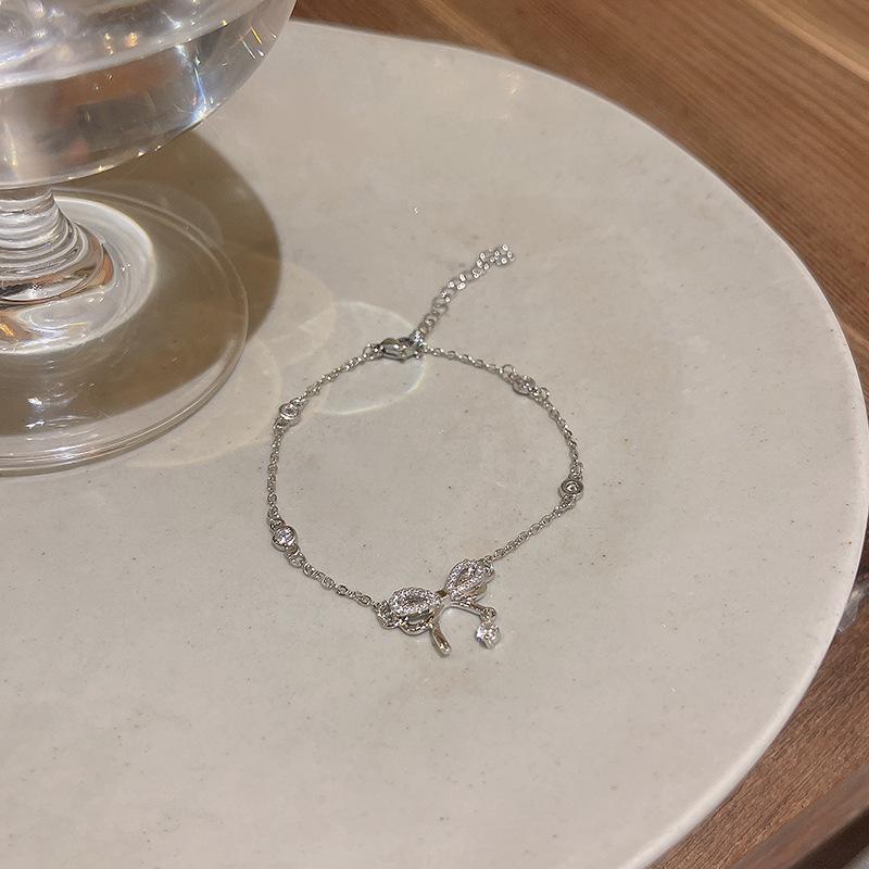 Korean Micro-Inlaid Bow Bracelet: Elegant Luxury for Women