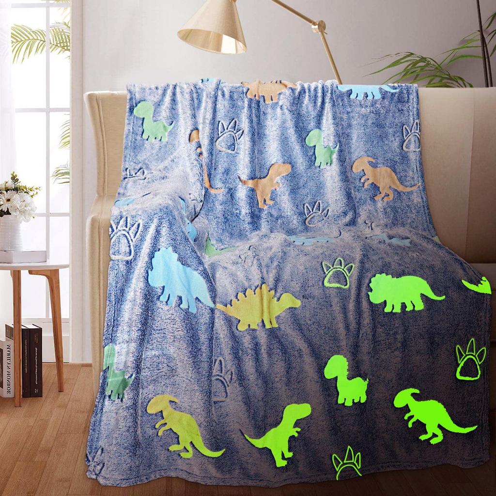 Luminous Children's Coral Fleece Flannel Blanket - Glow In the Dark Sofa or Nap Cover.