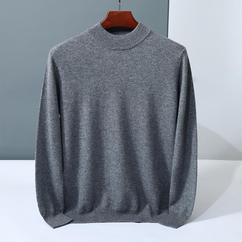 

Cashmere shirt men s semi-turtleneck medium and thick pullover sweater youth warm solid color knitting XXXL