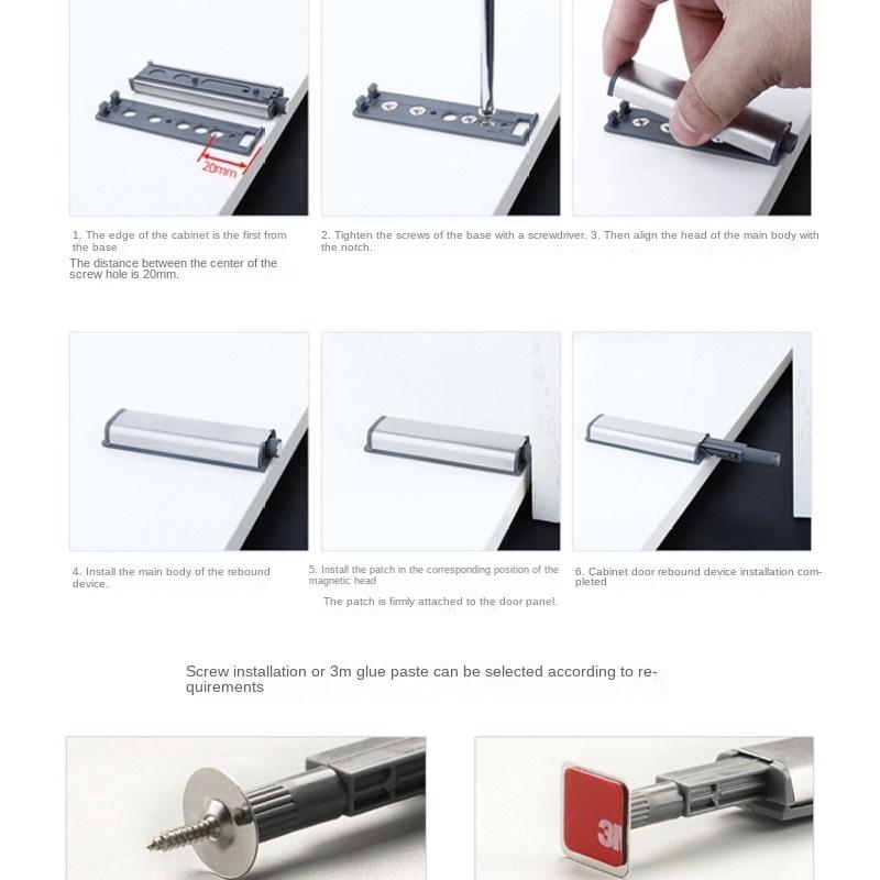 Griffloser, automatischer Türrückprall, Edelstahl-Schrankdämpfer, magnetisch