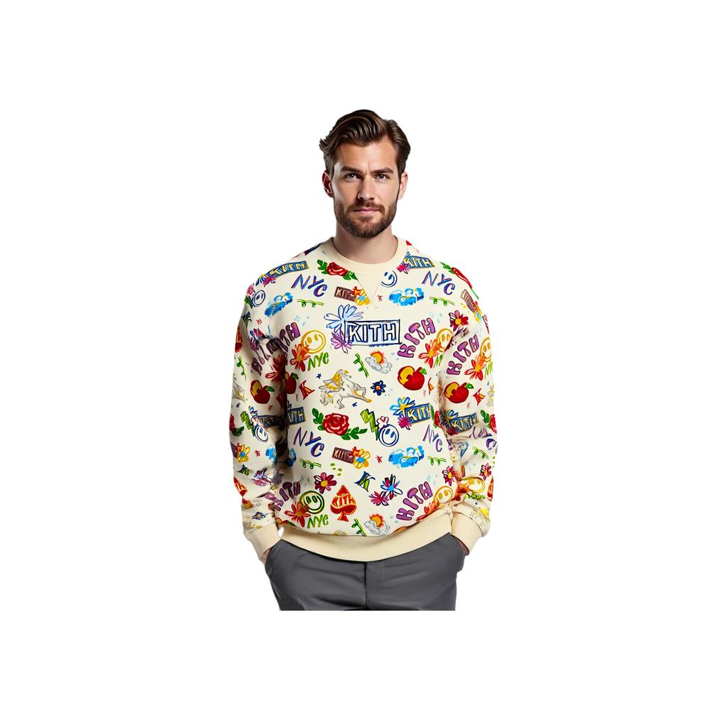 Kith Sketchbook Nelson Crewneck Sandrift Men Tops Cream KHM031981-104