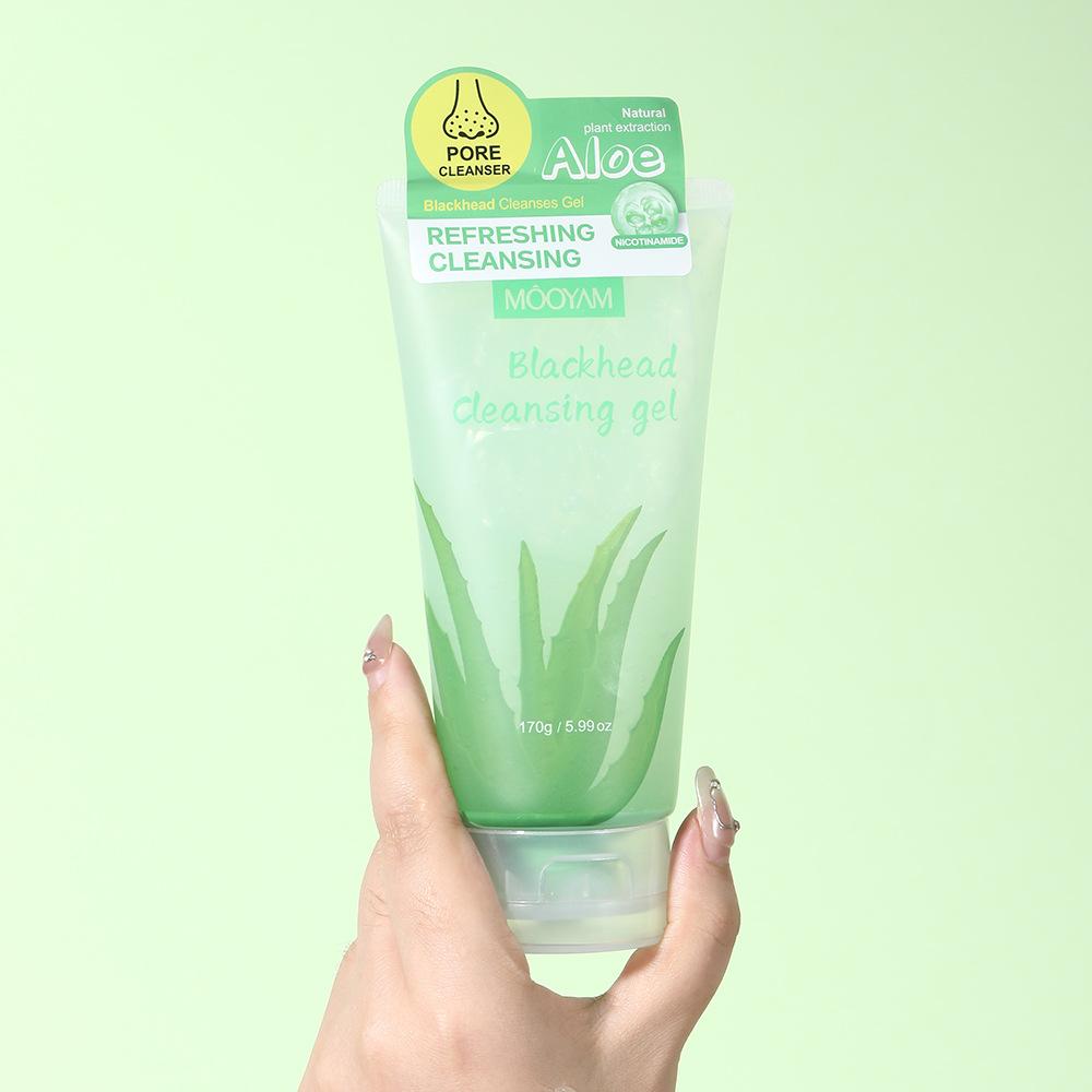 Aloe Vera Exfoliating Gel, Facial Blackhead and Pore Cleansing Gel, Gentle and Soothing Gel.