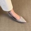 Solid Color Pointed Head Light Mouth Autumn Shoes Commuting Single Shoes Women's Leather Low Heel Flat Shoes French Simple Temperament