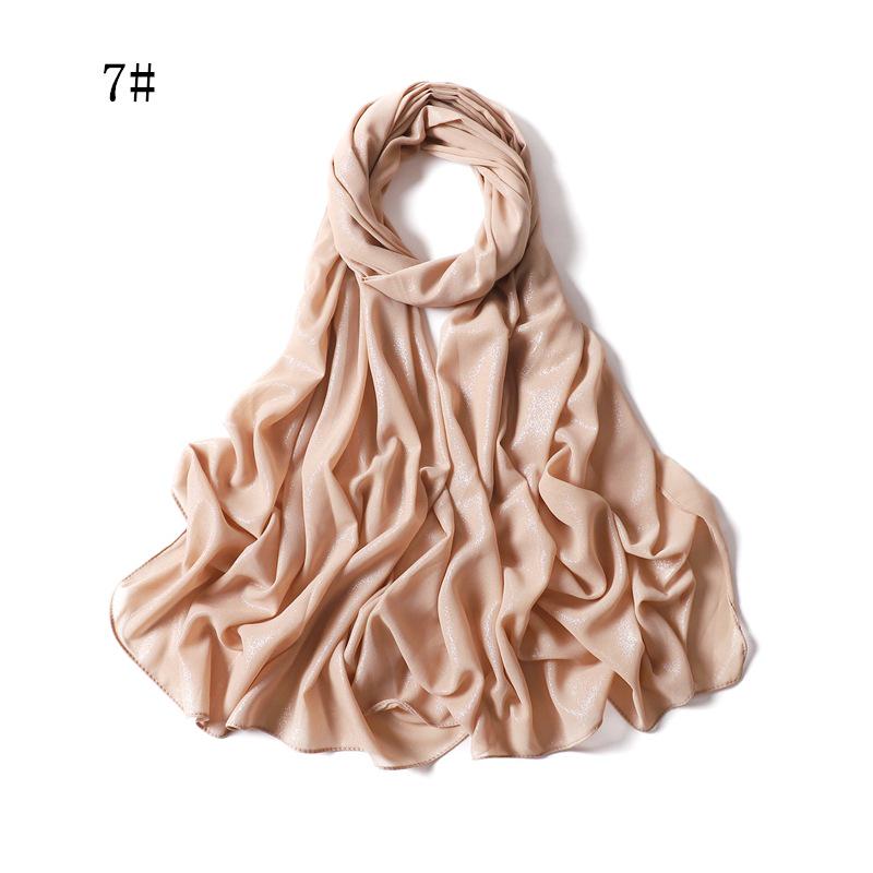 New Style Women's Silver Pearl Chiffon Long Scarf