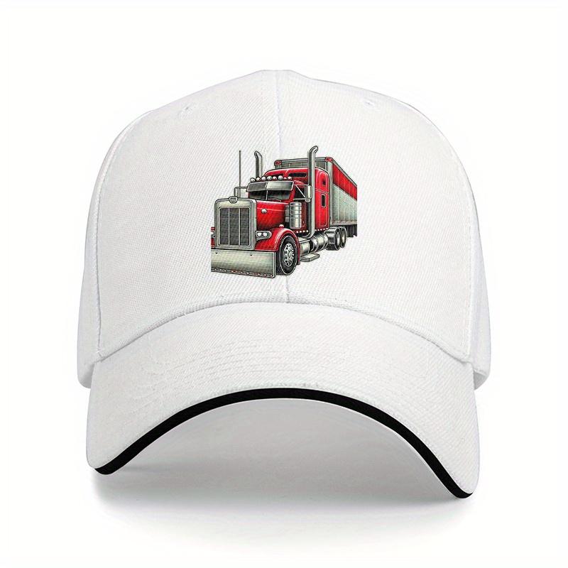 Rote Semi-Truck Grafik Baseballkappe Polyester Lässig Outdoor Unstrukturiert Hut Unisex Erwachsener LKW-Fahrer Geschenk